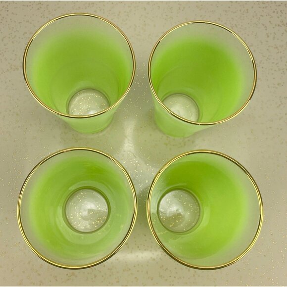 Vintage Blendo 11 oz tumblers, lime green ombre frosted glass, set of 4 - Picture 7 of 8